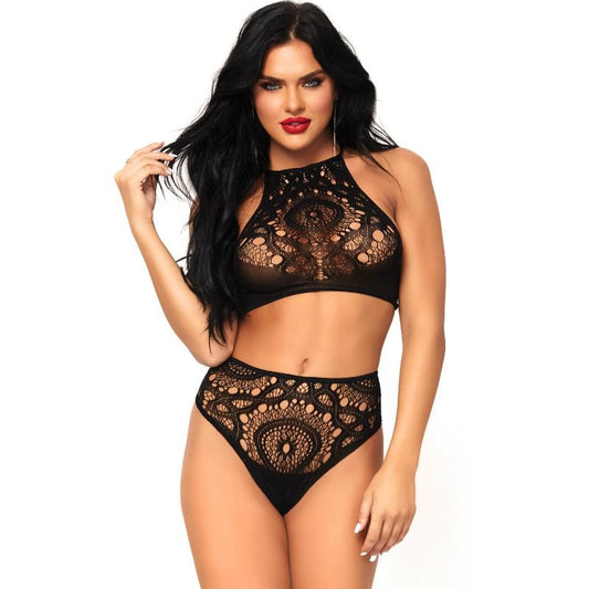 LEG AVENUE - 2-PIECE SET TOP AND PANTIES M/L