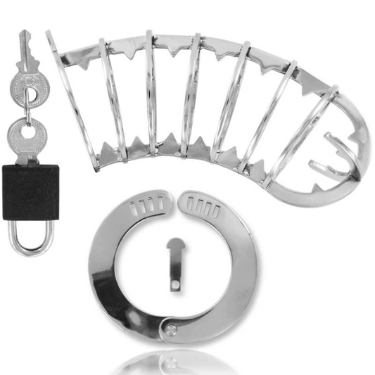 METAL RÍGIDO - GAIOLA PARA PÊNIS COM TRAVA DE SEGURANÇA 14 CM