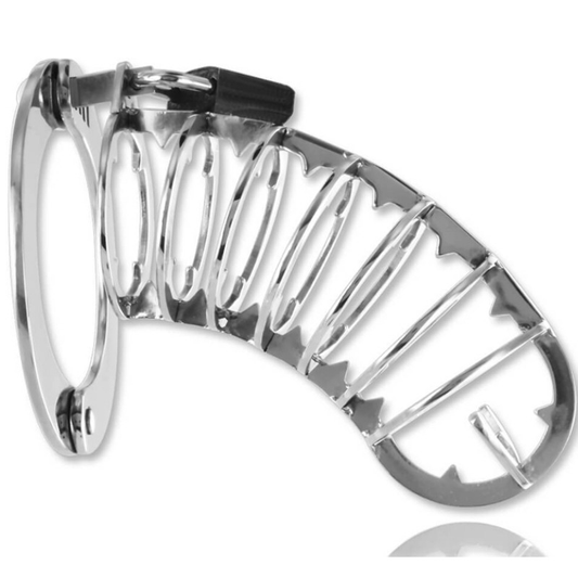 METAL RÍGIDO - GAIOLA PARA PÊNIS COM TRAVA DE SEGURANÇA 14 CM