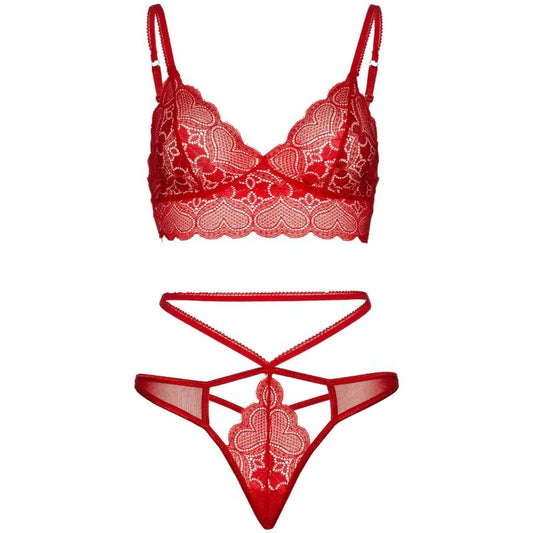LEG AVENUE - SET 2 PIEZAS WITH TANGA DOBLE TIRANTA M/L ROJO
