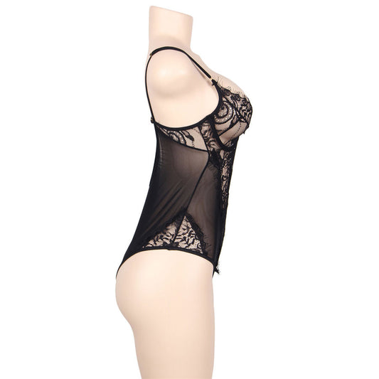 SUBBLIME - QUEEN PLUS URSO DE RENDA FLORAL E FRANJAS PRETAS