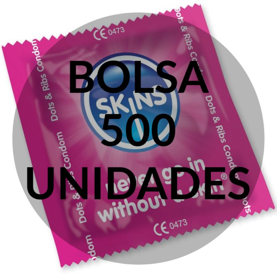 SKINS - DOT &amp; STRIP CONDOMS BAG OF 500 UNITS
