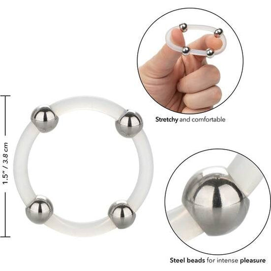CALEXOTICS - ANEL DE SILICONE COM CONTAS AÇO L