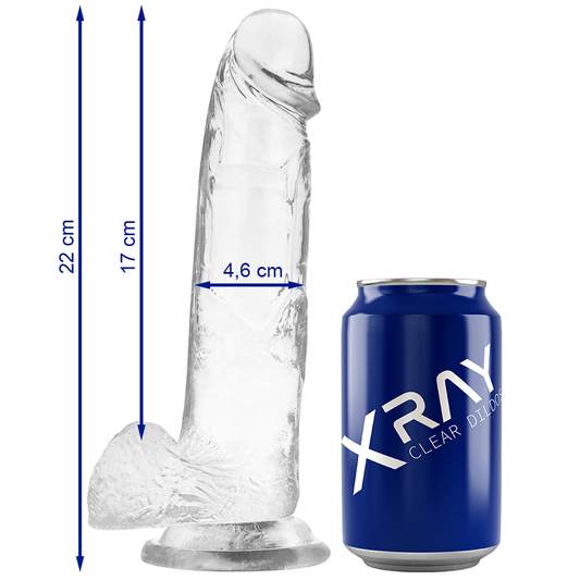 X-RAY - TRANSPARENT DILDO WITH BALLS 22 CM -O- 4.6 CM