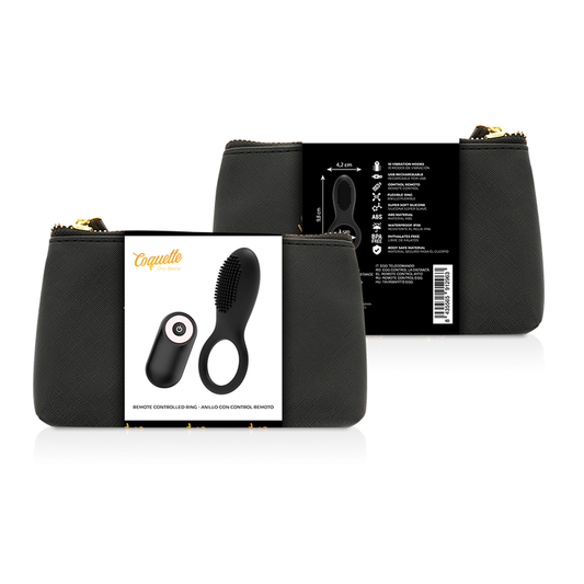 COQUETTE CHIC DESIRE - ANEL PARA PÉNIS COM CONTROLE REMOTO RECARREGÁVEL PRETO/DOURADO