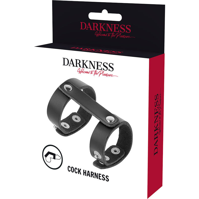 DARKNESS - ANEL DE COURO AJUSTÁVEL PARA PÉNIS E TESTÍCULOS