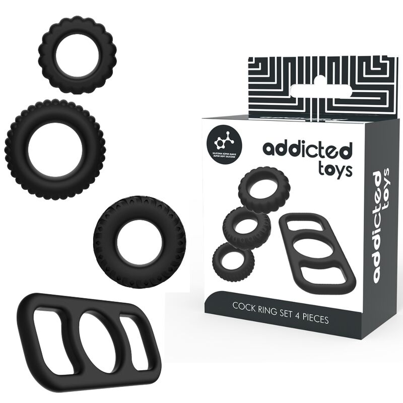 ADDICTED TOYS - CONJUNTO DE ANÉIS PARA PÉNIS COM 4 PEÇAS