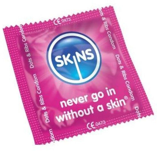 SKINS - DOT &amp; STRIP CONDOMS BAG OF 500 UNITS